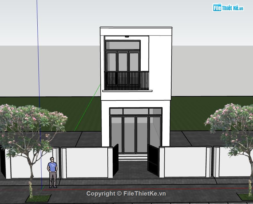 nhà phố 2 tầng,sketchup nhà phố 2 tầng,mẫu nhà phố 2 tầng