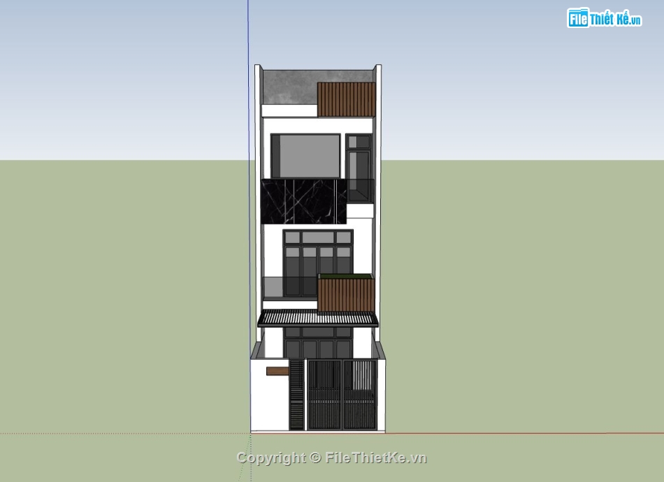 nhà 3 tầng,nhà phố hiện đại,phối cảnh nhà phố,file sketchup nhà phố