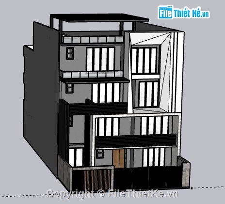 Nhà phố 4 tầng,Model su nhà phố 4 tầng,sketchup nhà phố 4 tầng,nhà phố 4 tầng sketchup