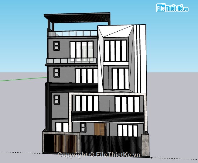 Nhà phố 4 tầng,Model su nhà phố 4 tầng,sketchup nhà phố 4 tầng,nhà phố 4 tầng sketchup