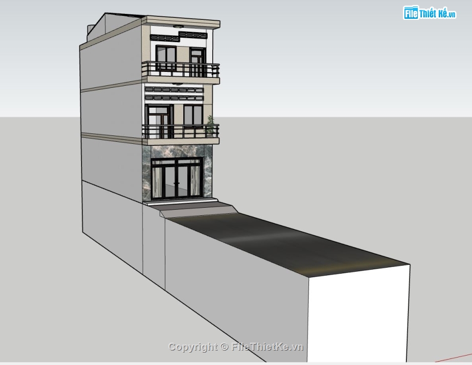 nhà phố 4 tầng,sketchup nhà phố 4 tầng,file sketchup nhà phố 4 tầng