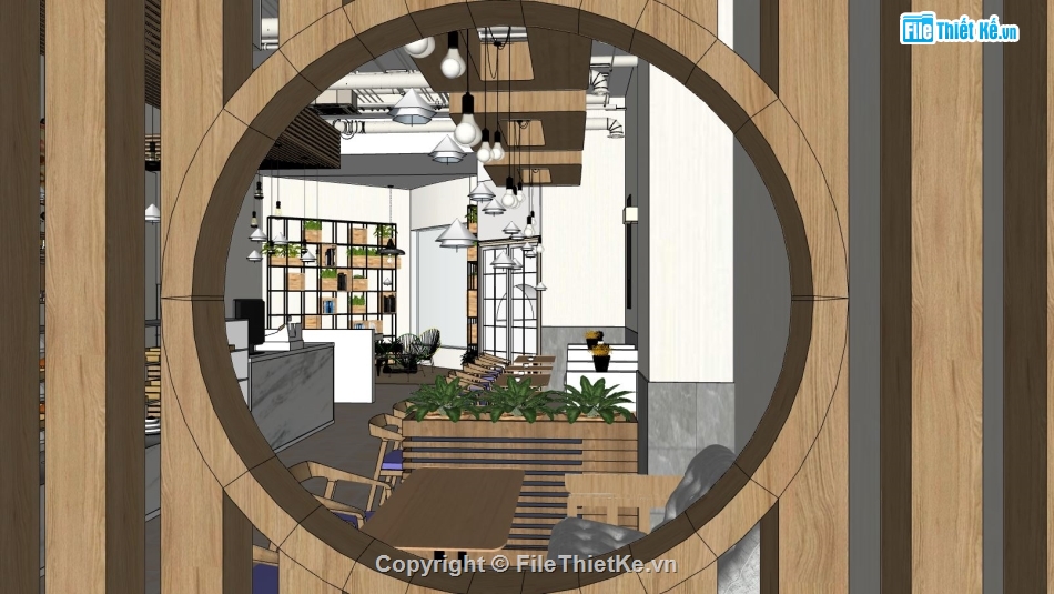 nội thất quán coffe,sketchup coffee,quán cà phê sketchup