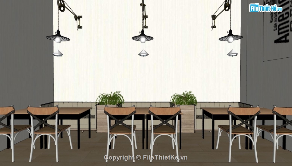 nội thất quán coffe,sketchup coffee,quán cà phê sketchup