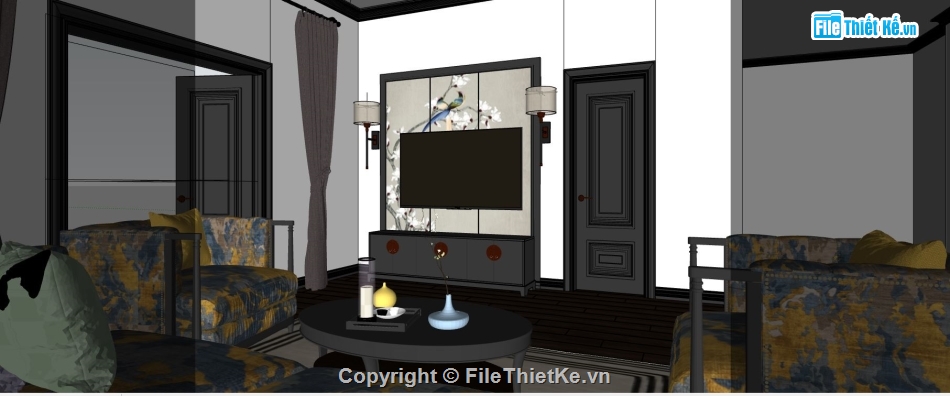 phòng khách file su,model sketchup phòng khách,model su phòng khách