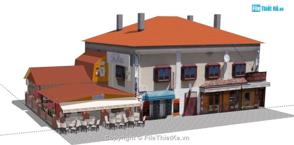 quán cafe file sketchup,quán cafe sketchup,file su quán cafe,model su quán cafe,quán cafe model su