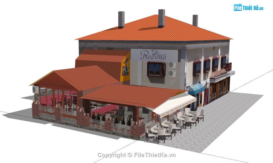 quán cafe file sketchup,quán cafe sketchup,file su quán cafe,model su quán cafe,quán cafe model su