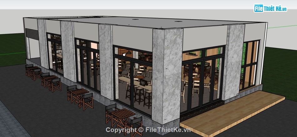 sketchup quán cafe,cafe sketchup,quán cafe sketchup,model su quán cafe