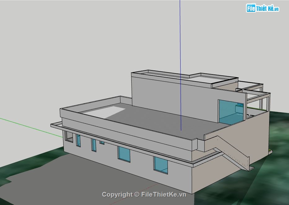 biệt thự 2 tầng,file sketchup biệt thự 2 tầng,phối cảnh biệt thự 2 tầng,mẫu biệt thự 2 tầng