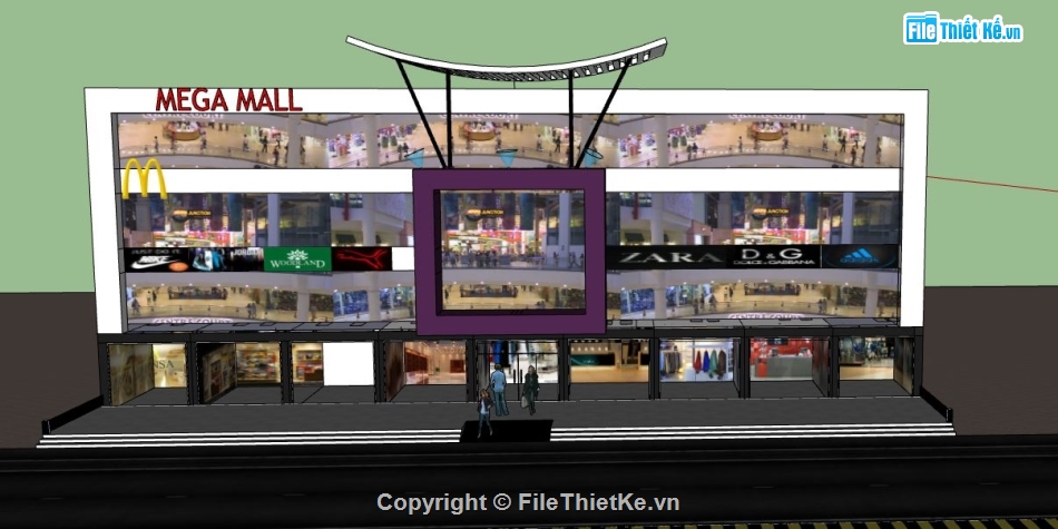 sketchup trung tâm thương mại,trung tâm thương mại,file su trung tâm thương mại