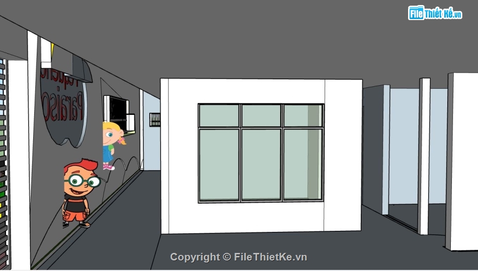 Thiết kế trường mầm non,su trường mầm nom,sketchup trường mầm non