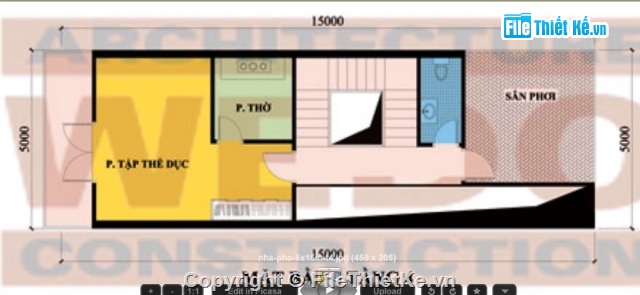 bản vẽ nhà ở,nhà 5  x15m,thiết kế nhà ở