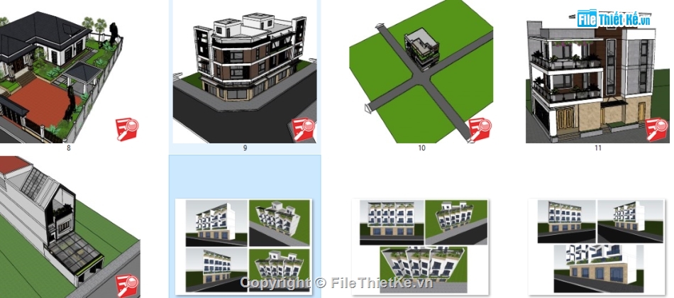 Sketchup biệt thự phố,model su biệt thự,Thư viện mẫu biệt thự phố,Sketchup Nhà phố