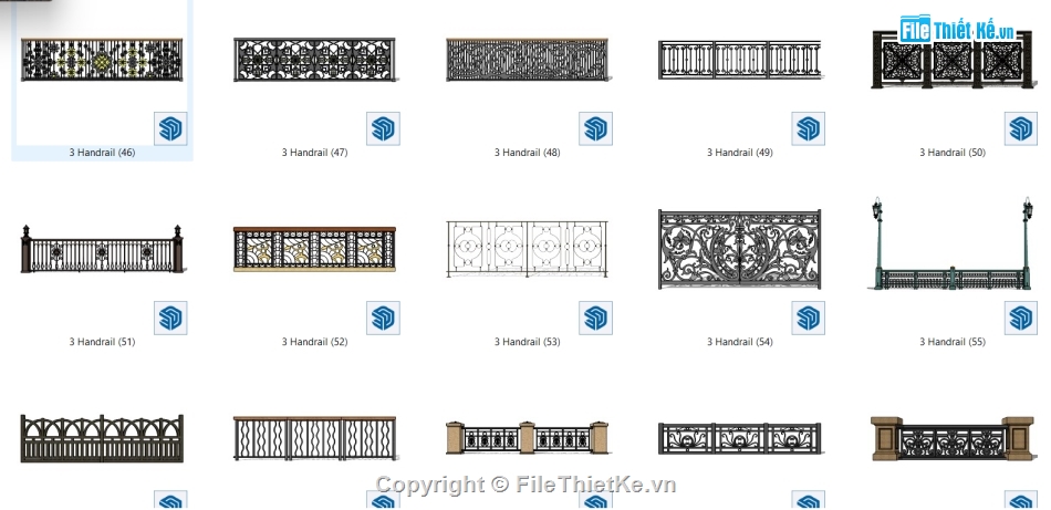 File model su lan can,Bản vẽ sketchup lan can,Model su lan can,Mẫu su lan can