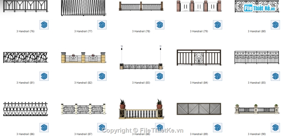 File model su lan can,Bản vẽ sketchup lan can,Model su lan can,Mẫu su lan can