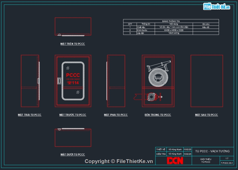 Tủ chữa cháy vách tường,Tủ chữa cháy âm tường,Tủ chữa cháy trong nhà,Tủ chữa cháy ngoài trời,Bản vẽ tủ điện PCCC,DCN