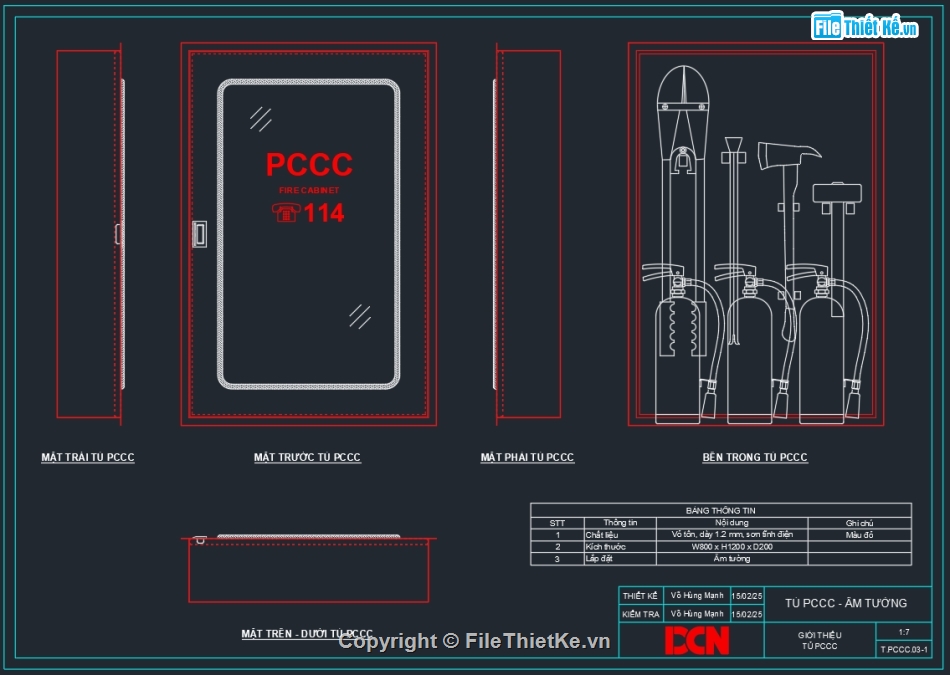 Tủ chữa cháy vách tường,Tủ chữa cháy âm tường,Tủ chữa cháy trong nhà,Tủ chữa cháy ngoài trời,Bản vẽ tủ điện PCCC,DCN
