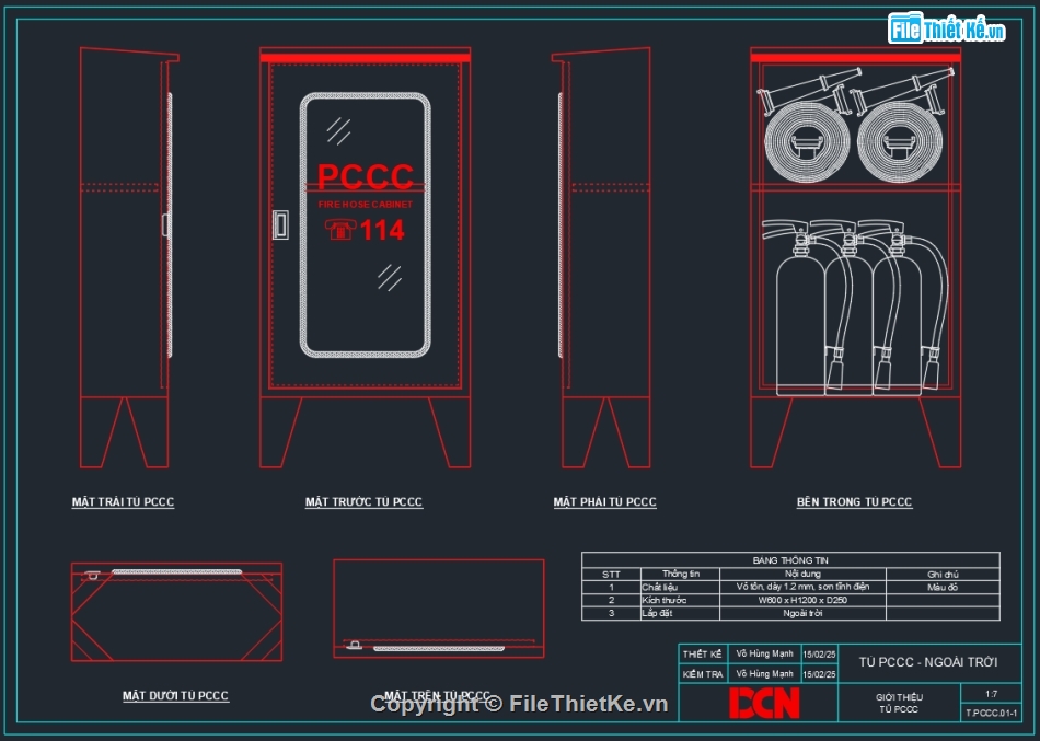 Tủ chữa cháy vách tường,Tủ chữa cháy âm tường,Tủ chữa cháy trong nhà,Tủ chữa cháy ngoài trời,Bản vẽ tủ điện PCCC,DCN