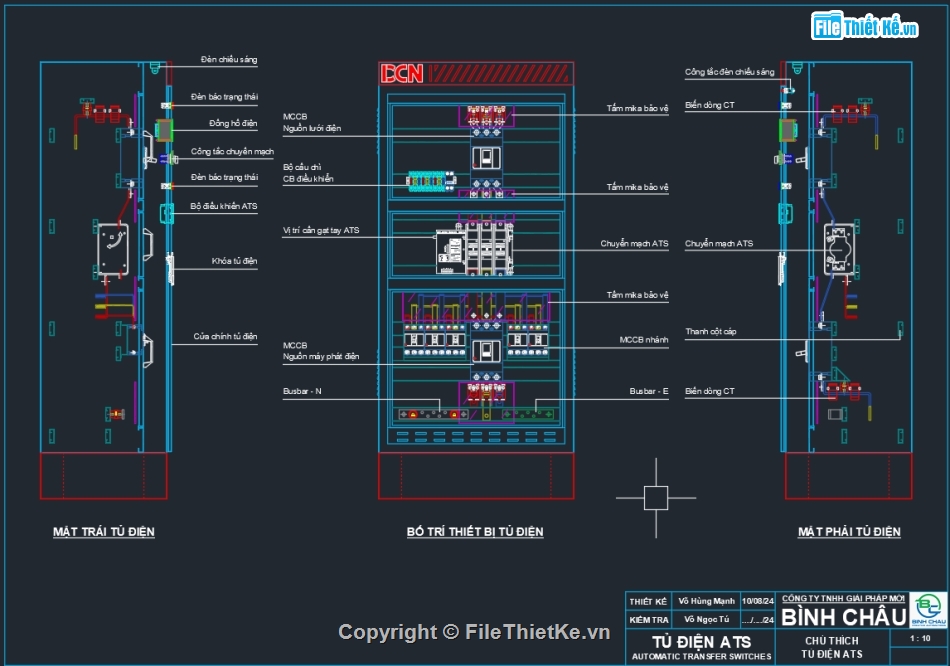 Bản vẽ thiết kế tủ điện,Bản vẽ thiết kế tủ điện chiếu sáng,Bản vẽ tủ điện Solar Inverter String,bản vẽ trạm biến áp kios,bản vẽ trạm biến áp 1 cột,ATS