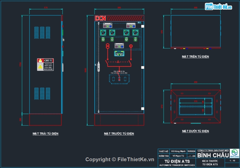 Bản vẽ thiết kế tủ điện,Bản vẽ thiết kế tủ điện chiếu sáng,Bản vẽ tủ điện Solar Inverter String,bản vẽ trạm biến áp kios,bản vẽ trạm biến áp 1 cột,ATS