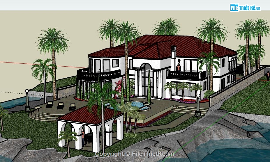 Villa 2 tầng,model su villa 2 tầng,file sketchup villa 2 tầng,villa 2 tầng sketchup