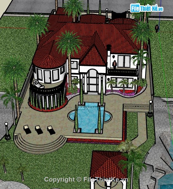 Villa 2 tầng,model su villa 2 tầng,file sketchup villa 2 tầng,villa 2 tầng sketchup