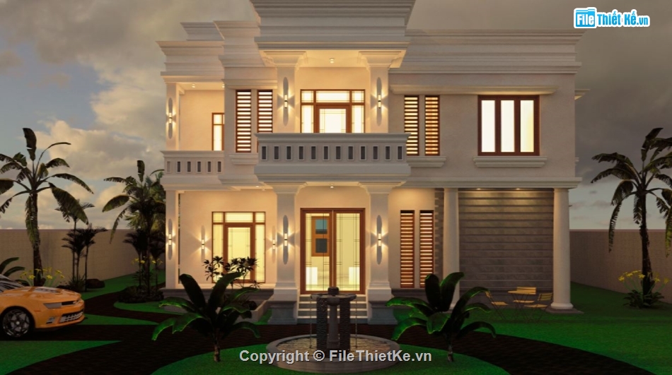 Villa 2 tầng,sketchup villa 2 tầng,biệt thự 2 tầng