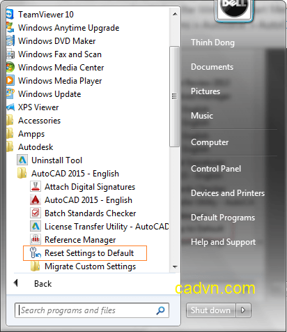 thay đổi cài đặt,cài autocad, lỗi khắc phục