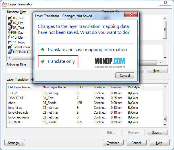 Lệnh Chuyển Layer Bản Vẽ Về Một Hệ Duy Nhất,Layer Bản Vẽ 