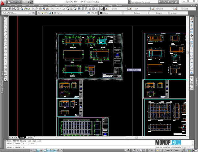 Cách In Tự Động Bằng Autolisp,Bản Vẽ Trên Model Autocad