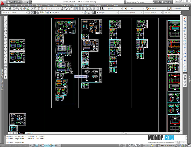 Cách In Tự Động Bằng Autolisp,Bản Vẽ Trên Model Autocad