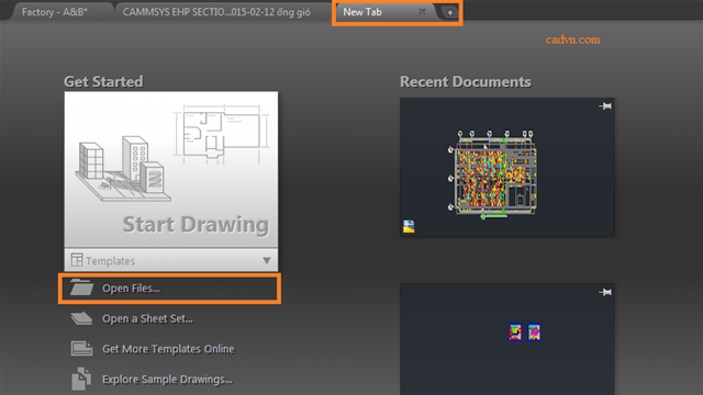 mở bản vẽ cad, nhieu bản vẽ cad,mở nhiều cad 1 lúc