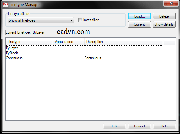 thiết lập linetype, bản vẽ autocad, sử dụng đường nét